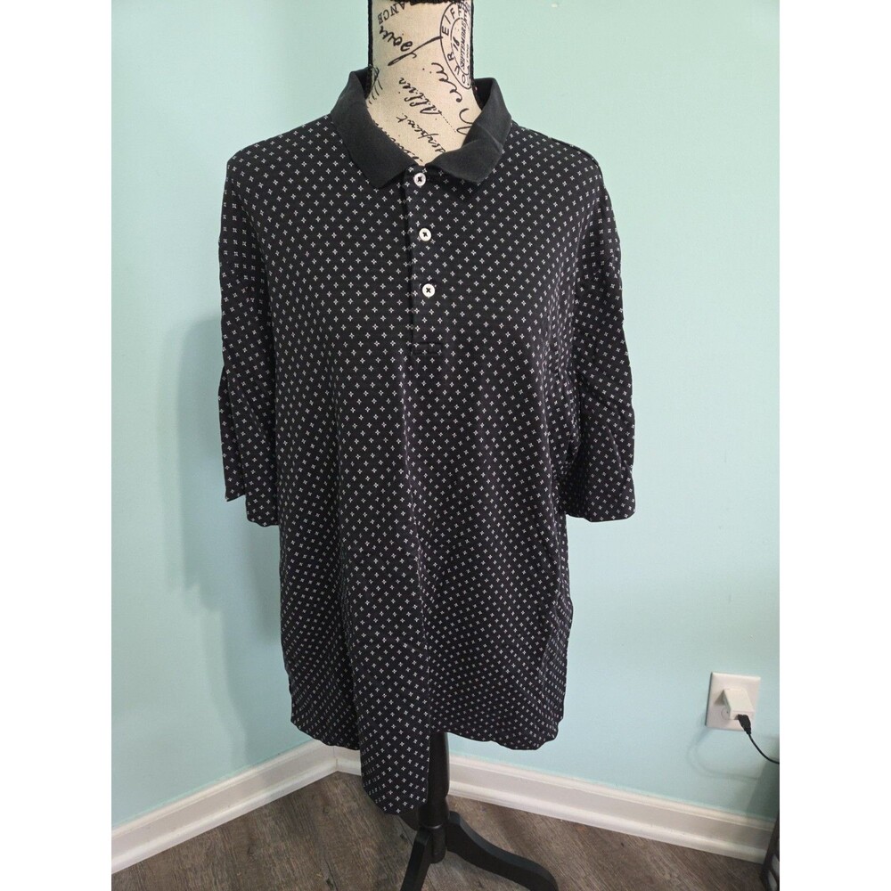 Polo Golf Ralph Lauren Black/White Geo Design 100% Pima Cotton S/S Polo Shirt XL